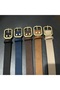 Tan Suede Belt with Gold Square Buckle - 4