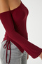 Women's Sierra Asymmetrical Cut Shoulder Detail Sandy Burgundy Blouse - 6