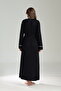 Black Piped Long Sleeve Soft Textured Maternity Nightgown Set - 2
