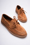 Women's Tan Suede Daily Casual Sole Lace-Up Loafer Shoes - 5