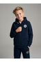 Navy Blue Stand Collar Fenerbahçe Printed Fleece Boy's Vest