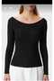 Kayak Neck Need Long Sleeve Black Soft Top / Blouse - 4