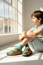 Children's Anatomical Natural Cork Sole Genuine Leather Arch Supported Suede Slippers - 2