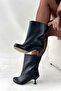 Cenny Black Leather Round Toe Wide Cut Women's Bootie - 4