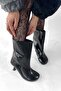 Cenny Black Cracked Patent Leather Round Toe Wide Cut Women's Bootie - 7