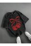 Washable Ribbon Cherry Printed Unisex Oversized Vintage T-Shirt