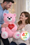 47 cm Pink Plush Bear – Special Large Plush Toy for Lovers with Heart and I Love You Written on It - 2
