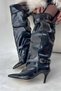 Brondby Black Cracked Patent Leather Buckle Detail Loose Fit Women's Boots - 3