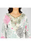 White Multicolor Leaf Printed Jalabiya with Embroidered Neckline - 6