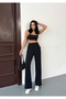 Women's Stretch Fabric Palazzo Loose Wide Leg Trousers - 8