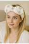 White Color Ribbon Figured Plush Hair Band with Flower Detail