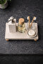 Footed Marble Bathroom Organizer 12.5X25 cm Natural Marble Perfume Tray Sink Organizer - 3