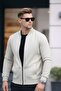 Men's Full Zip Casual Ecru Sweatshirt - 4