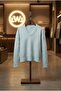 Women's Water Green Sparkling V-Neck Relaxed Fit Soft Textured Knitted Sweater - 8