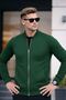 Men's Full Zip Casual Green Sweatshirt - 3