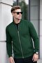Men's Full Zip Casual Green Sweatshirt - 5