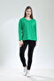 Green 100% Organic Cotton V-Neck Soft Textured Regular Fit Comfortable Cut Long Sleeve Combed Cotton T-Shirt - 2