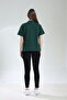 100% Organic Cotton Women's Emerald Green Basic Ribbed Mock Neck Knitted T-Shirt Half Fisherman - 8