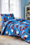 Car-Themed Boys' Single Duvet Cover Set - Soft Cotton Texture - 2