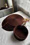 Dark Brown American Serving Set Supla 7 Piece Bread Basket, Plate Coaster, Ms Home Series - 2