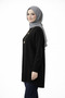 Black Crew Neck Oversized Women's Sweater Tunic - 2