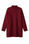 Burgundy Crew Neck Oversized Women's Sweater Tunic - 3