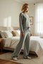 Women's Crew Neck Standard Sleeve Loose Fit Wellsoft Knitted Pajama Set Sportswear - 5