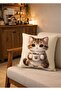 Double Sided 43X43 cm Digital Printed Decorative Pillowcase - Coffee Lover Cat Series