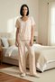 Women's Floral Single Jersey Knitted Pajama Set V-Neck Standard Sleeve Regular Fit Durable - 5
