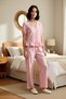 Women's V-Neck Balloon Sleeve Seersucker Woven Checkered Pajama Set Long Sleeve Regular Fit Quality - 5