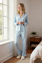 Women's Shirt Collar Standard Sleeve Regular Fit Knitted Pajama Set Functional Durable Sports
