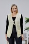 Women's Angora Silvery Wool Knitted Pocketed Mother Knitwear Vest - 7