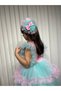 Pink Blue Girl's Style Puffy Party Dress + Buckle - 6