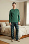 Men's Crew Neck Standard Sleeve Regular Fit Knitted Fleece Pajama Set Stylish - 5