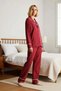 Women's Shirt Collar Long Sleeve Regular Fit Shally Woven Pajama Set Functional Durable - 5