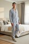 Men's Shirt Collar Standard Sleeve Regular Fit Plaid Pattern Pajama Set Quality 100% Cotton - 5