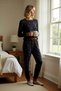 Women's Crew Neck Standard Sleeve Floral Knitted Pajama Set Functional Comfortable