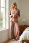 Women's Plaid Checkered Shirt Collar Long Sleeve Regular Fit Woven Pajama Set Functional Stylish