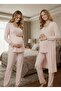 New Season Salmon 100% Cotton Special Design Long Sleeve Maternity Pajama Set - 3
