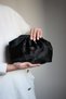 Alara Women's Black Reflective Satin Suede Soft Faux Leather Strap Clutch Portfolio Daily