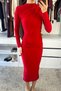 Waist and Shoulder Gathered Dress - Red Red - 4