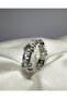 Adjustable Cross X Motif Stone Steel Ring - Silver Cross Kiss