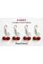 4-Piece Women's Shimmering Cherry Bag Charm Keychain Silver
