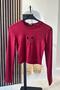 Bow Low-Cut Embroidered Basic Blouse - Burgundy Bordo - 2