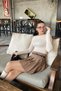 Plaid Leather Belt Pleated Skirt - Camel Camel - 2