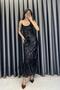 Strappy Sequined Long Dress - Black Black - 2