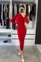 Waist and Shoulder Gathered Dress - Red Red