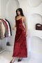 Strappy Sequin Long Dress - Red Red - 3