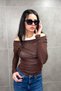 Inner Athlete Detail Boat Neck Blouse - Brown Brown - 2