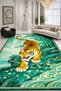 Mosso Turquoise Theme Tiger in the Forest Pattern Woven Base Modern Decorative Carpet Mosso2157 - 2